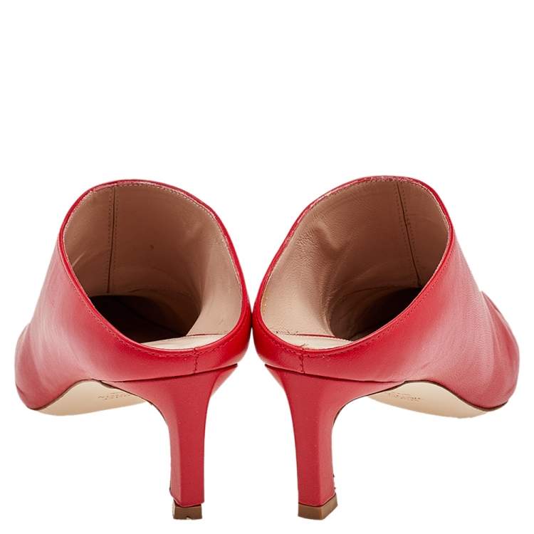 Pre Owned Stuart Weitzman Red Leather Lulah Mule Sandals Size 38