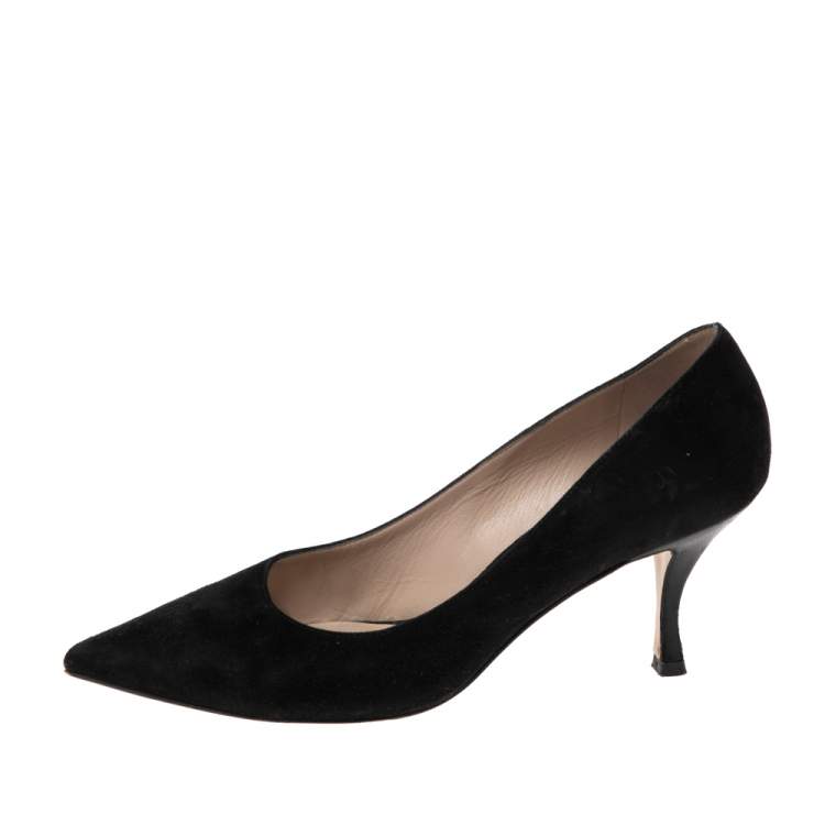Pre Owned Stuart Weitzman Black Suede Leigh Pointed Toe Pumps Size 41