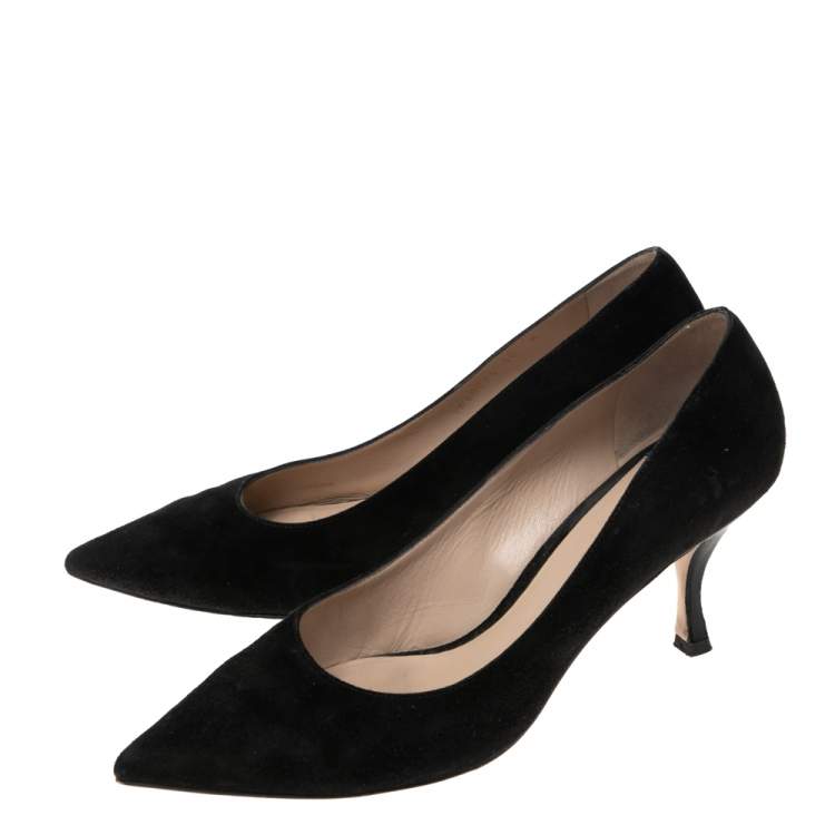 Pre Owned Stuart Weitzman Black Suede Leigh Pointed Toe Pumps Size 41