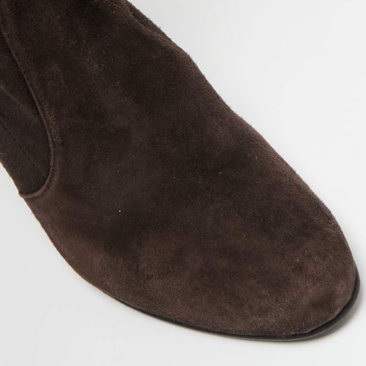 Pre Owned Stuart Weitzman Brown Suede Over The Knee Boots Size 35