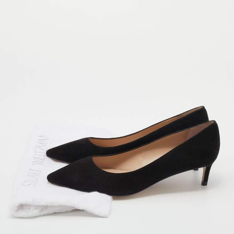 مملوكة مسبقًا Stuart Weitzman Black Suede Anny Pointed Toe Pumps Size 37.5