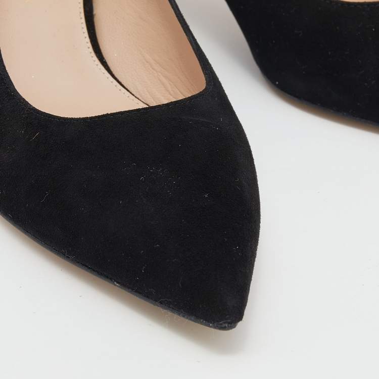 مملوكة مسبقًا Stuart Weitzman Black Suede Anny Pointed Toe Pumps Size 37.5