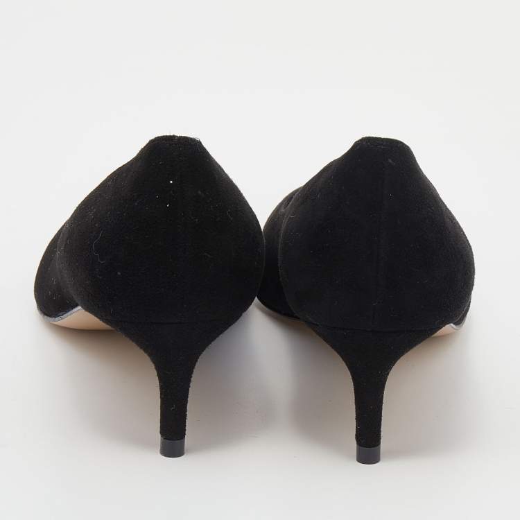 مملوكة مسبقًا Stuart Weitzman Black Suede Anny Pointed Toe Pumps Size 37.5