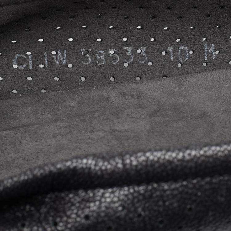 Pre Owned Stuart Weitzman Metallic Grey Perforated Leather Crystal Embellished Slip On Loafers Size 41