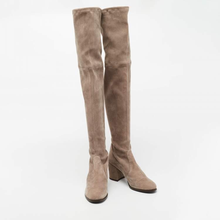 Pre Owned Stuart Weitzman Brown Suede Over The Knee Boots Size 38