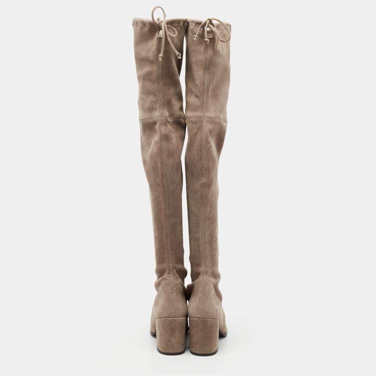 Pre Owned Stuart Weitzman Brown Suede Over The Knee Boots Size 38