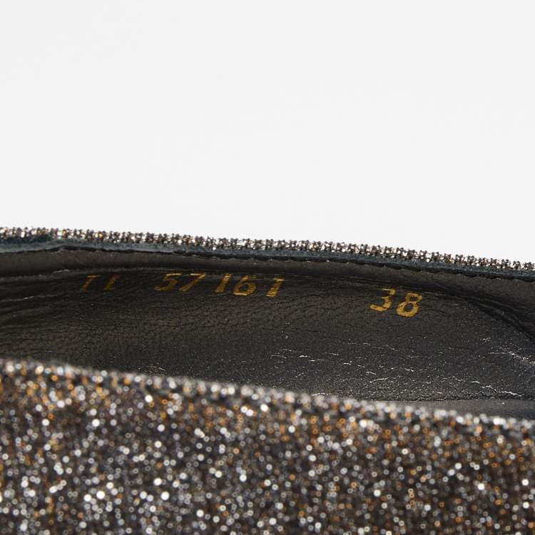 Pre Owned Stuart Weitzman Metallic Two Tone Lurex Fabric Anna Wedge Platform Pumps Size 38