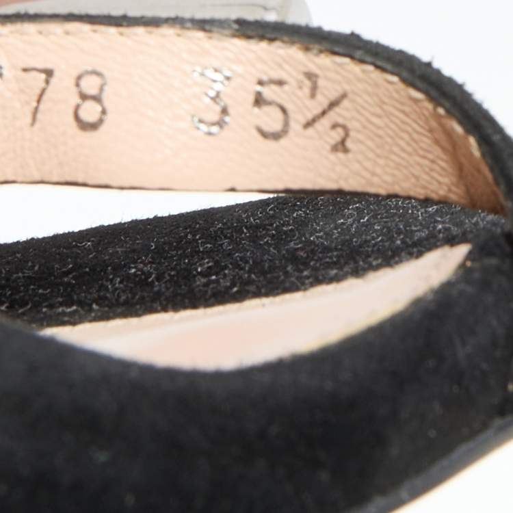 Pre Owned Stuart Weitzman Black Suede Ankle Strap Sandals Size 35.5