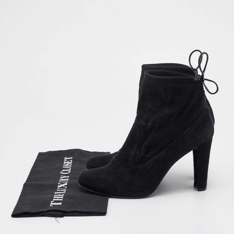 Pre Owned Stuart Weitzman Black Suede Ankle Length Boots Size 39