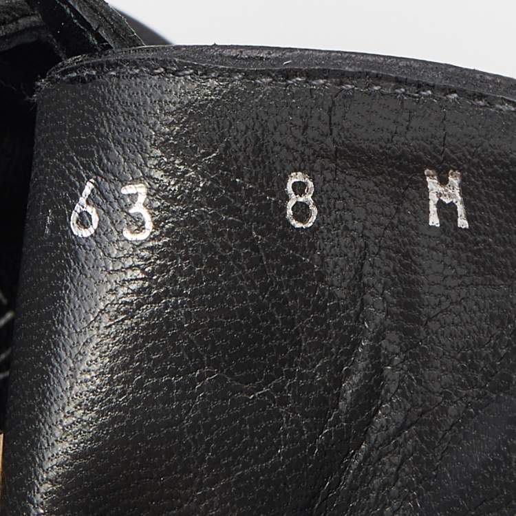 Pre Owned Stuart Weitzman Black Leather Go West Studded Ankle Length Boots Size 38.5