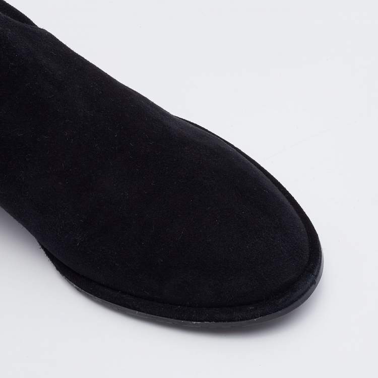 Pre Owned Stuart Weitzman Black Suede Lowland Over The Knee Boots Size 38.5