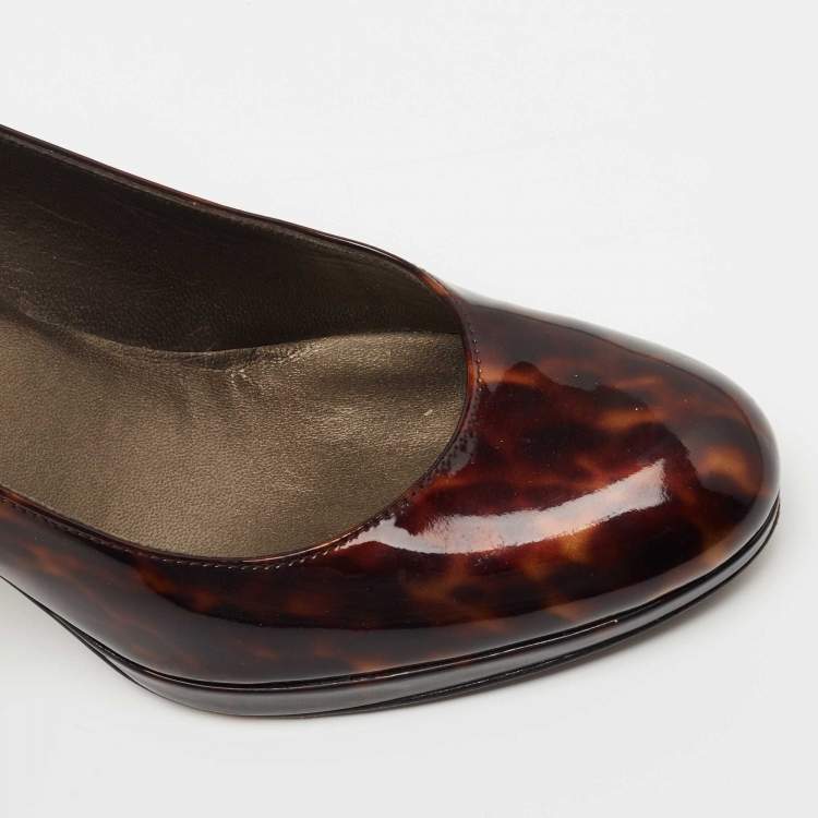 Pre Owned Stuart Weitzman Brown Patent Leather Pumps Size 37.5 