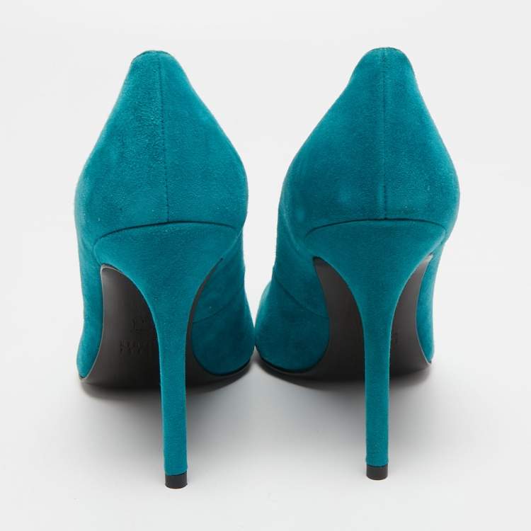 Pre Owned Stuart Weitzman Blue Suede Pointed Toe Pumps Size 40