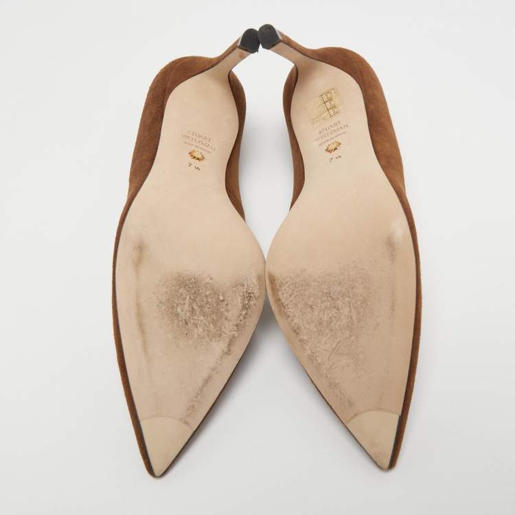 مملوكة مسبقًا Stuart Weitzman Brown Suede Anny Pumps Size 38