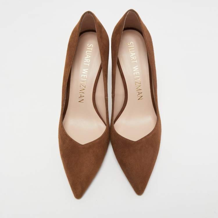 مملوكة مسبقًا Stuart Weitzman Brown Suede Anny Pumps Size 38
