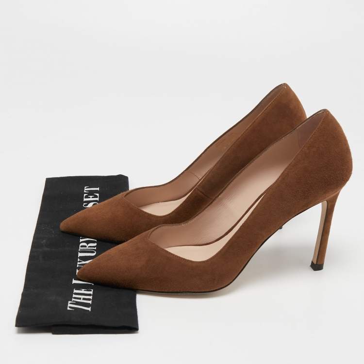 مملوكة مسبقًا Stuart Weitzman Brown Suede Anny Pumps Size 38
