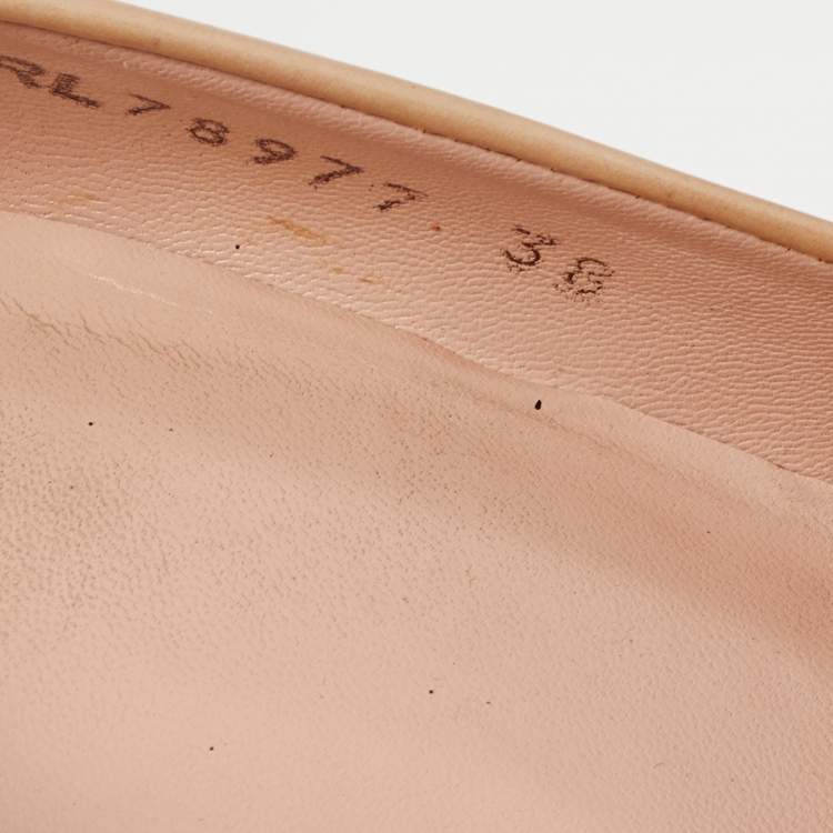 Pre Owned Stuart Weitzman Beige Patent Leather Platform Peep Toe Pumps Size 38 