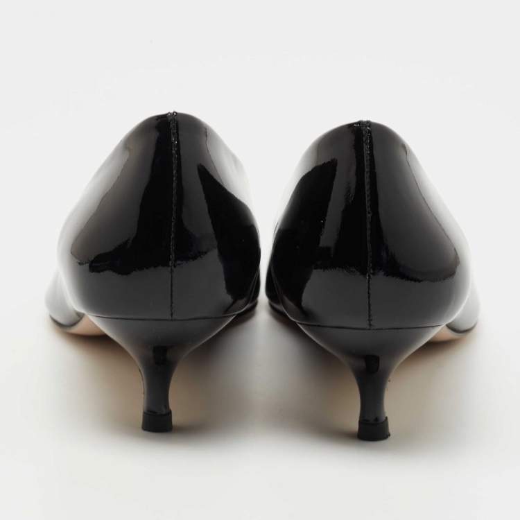 Pre Owned Stuart Weitzman Black Patent Leather Pointed Toe Pumps Size 38.5