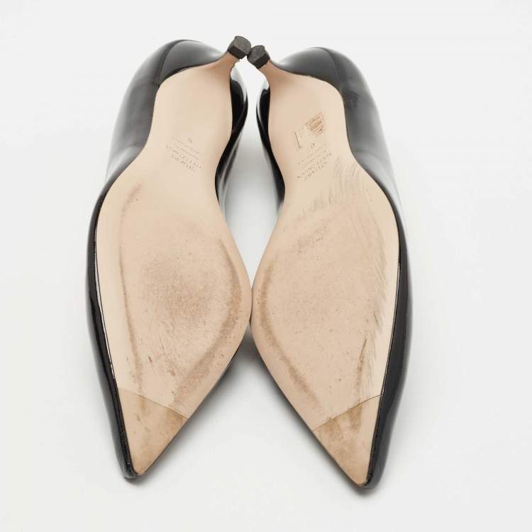Pre Owned Stuart Weitzman Black Patent Leather Pointed Toe Pumps Size 38.5