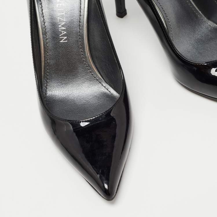 Pre Owned Stuart Weitzman Black Patent Leather Pointed Toe Pumps Size 36