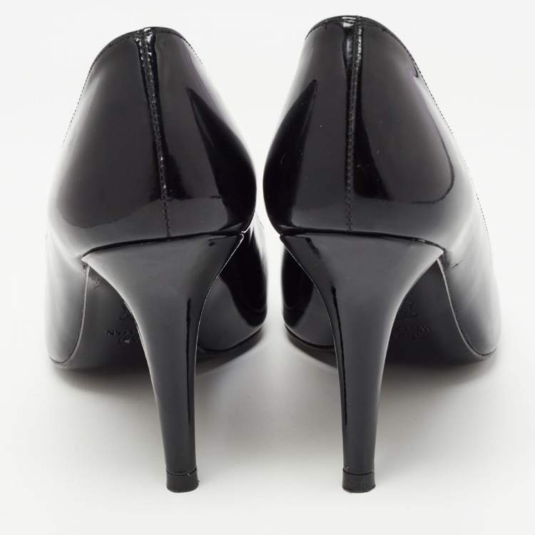 Pre Owned Stuart Weitzman Black Patent Leather Pointed Toe Pumps Size 36