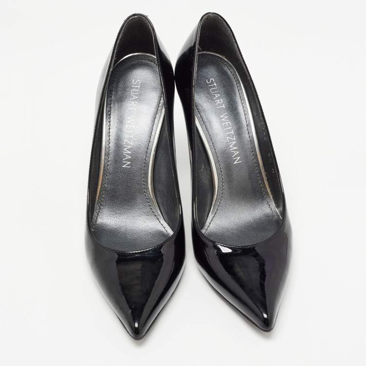 Pre Owned Stuart Weitzman Black Patent Leather Pointed Toe Pumps Size 36