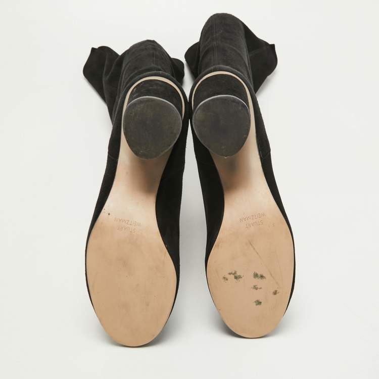 مملوكة مسبقًا Stuart Weitzman Black Suede Knee Length Boots Size 37.5