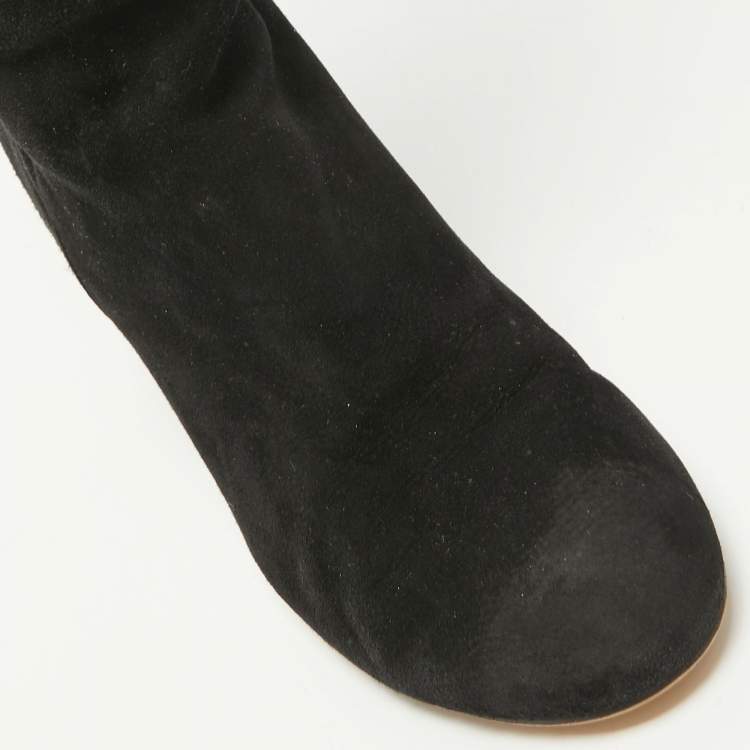 مملوكة مسبقًا Stuart Weitzman Black Suede Knee Length Boots Size 37.5