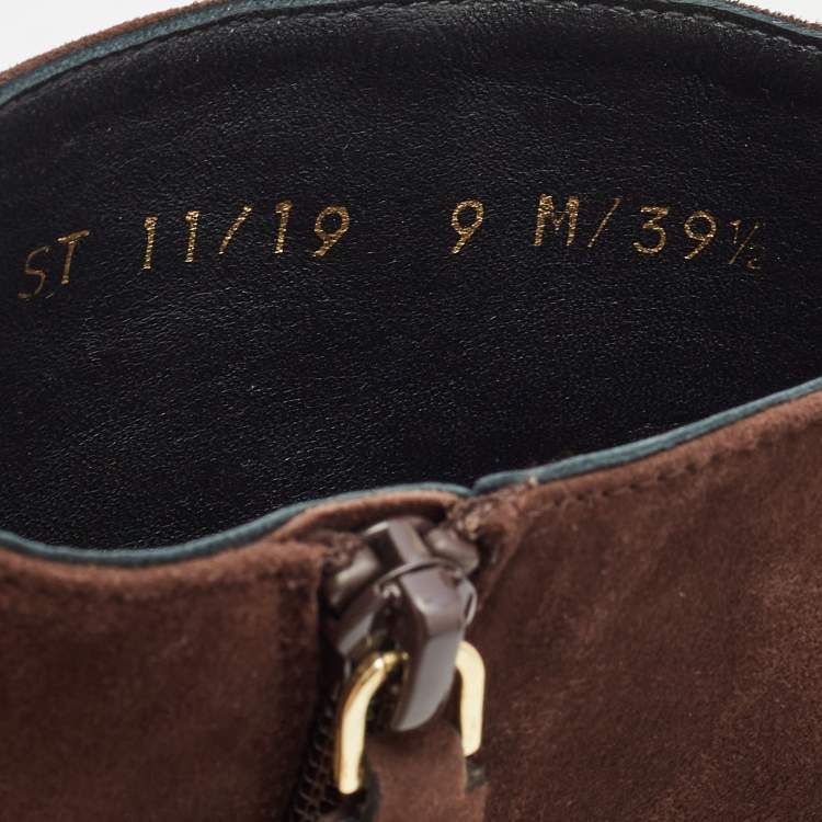 Pre Owned Stuart Weitzman Brown Suede Ankle Boots Size 39.5