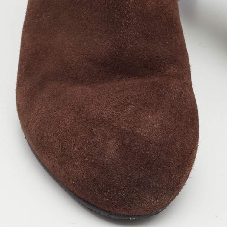 Pre Owned Stuart Weitzman Brown Suede Ankle Boots Size 39.5
