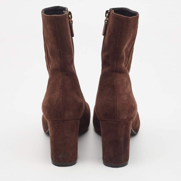 Pre Owned Stuart Weitzman Brown Suede Ankle Boots Size 39.5