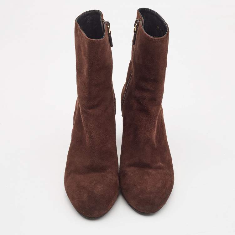 Pre Owned Stuart Weitzman Brown Suede Ankle Boots Size 39.5
