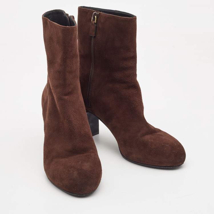 Pre Owned Stuart Weitzman Brown Suede Ankle Boots Size 39.5