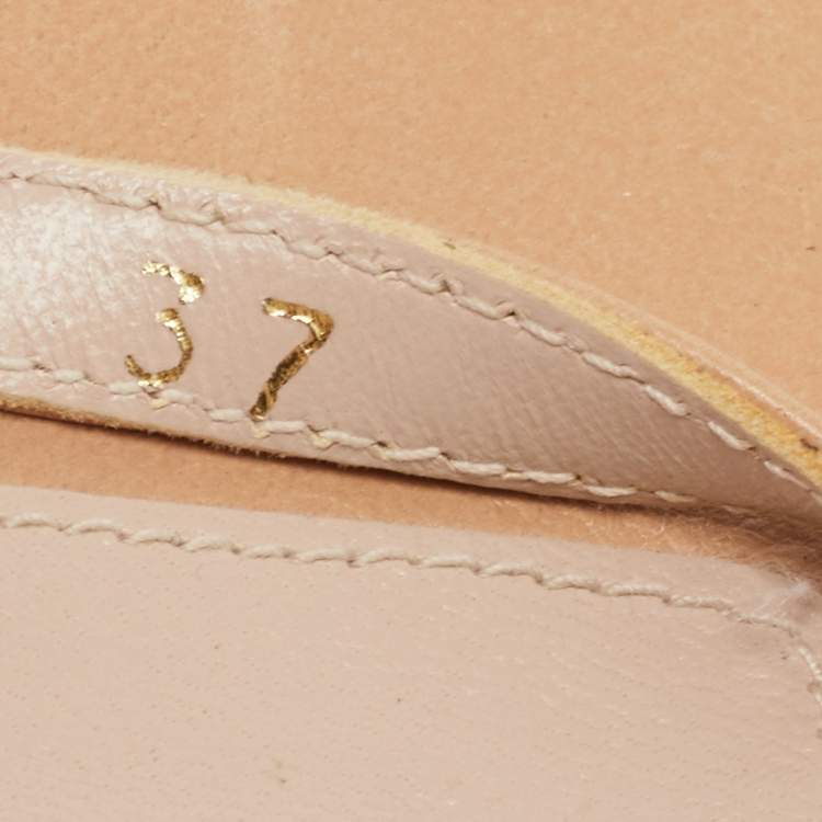 Pre Owned Stuart Weitzman Beige Leather Nudistsong Ankle Strap Sandals Size 37