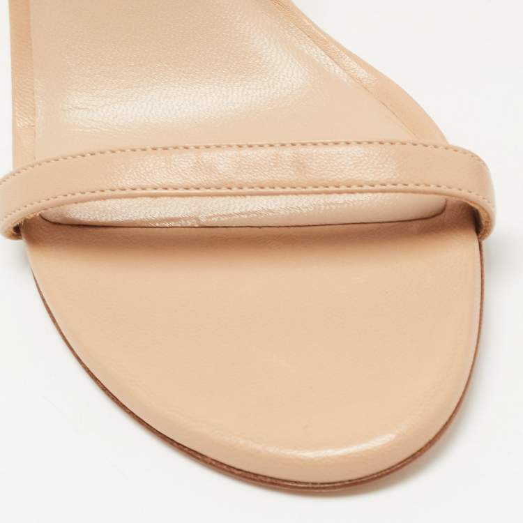 Pre Owned Stuart Weitzman Beige Leather Ankle Strap Sandals Size 35