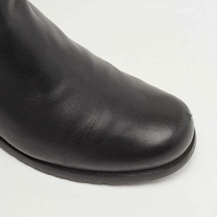 Pre Owned Stuart Weitzman Black Fabric and Leather Reserve  Knee Boots Size 37