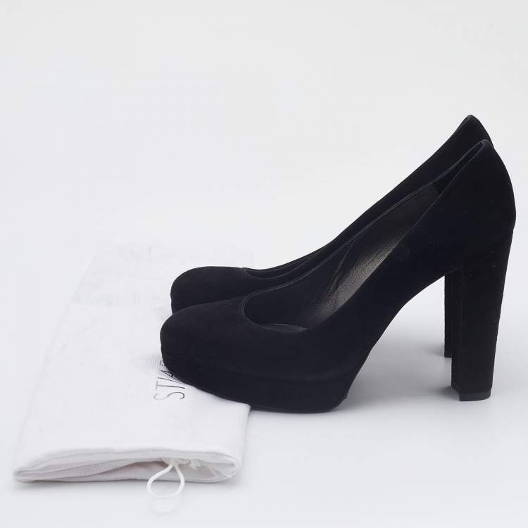 Pre Owned Stuart Weitzman Black Suede Block Heel Pumps Size 38