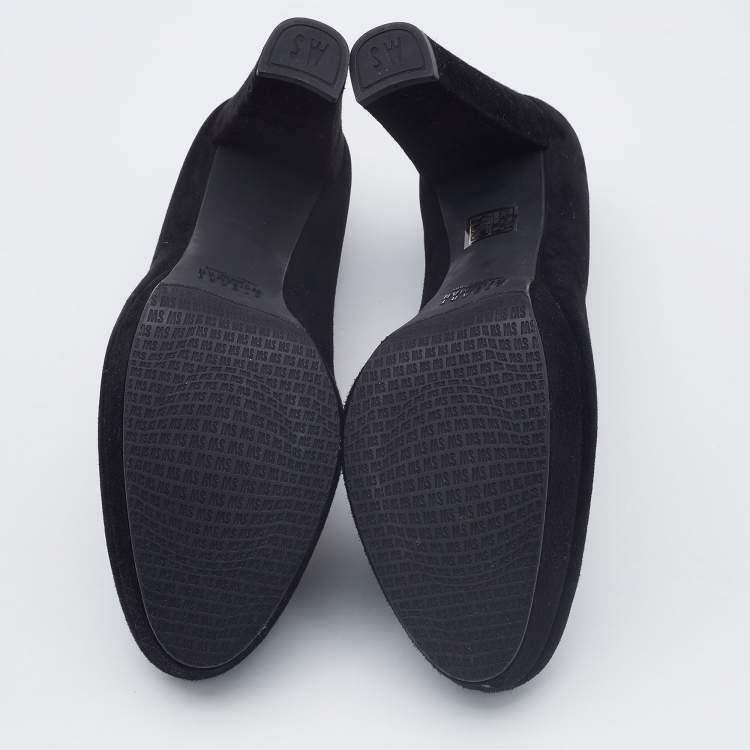 Pre Owned Stuart Weitzman Black Suede Block Heel Pumps Size 38