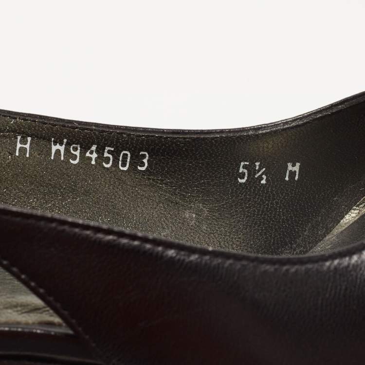 Pre Owned Stuart Weitzman Black Leather Platform Slingback Pumps Size 36