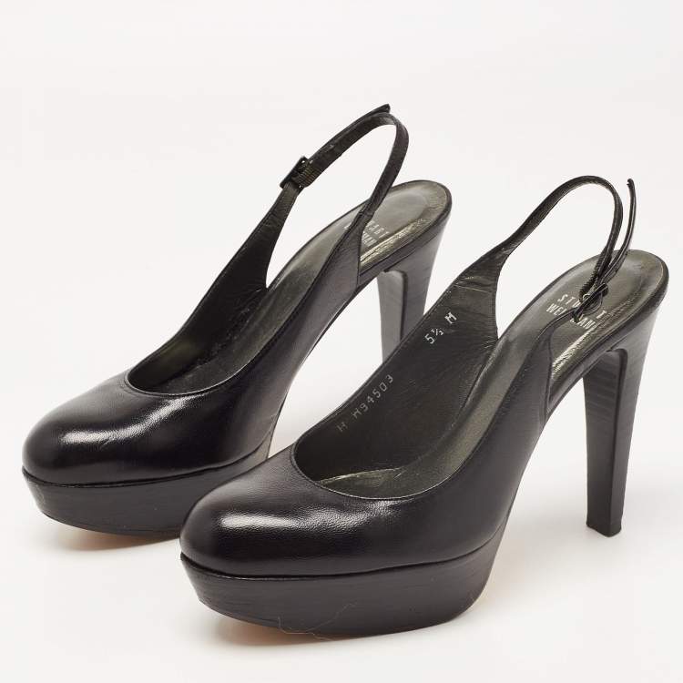 パンプス Stuart Weitzman MAVERICKPUMP Pumps Slingback Pelle Nera Stuart Weitzman Black Leather Platform Slingback Pumps Size