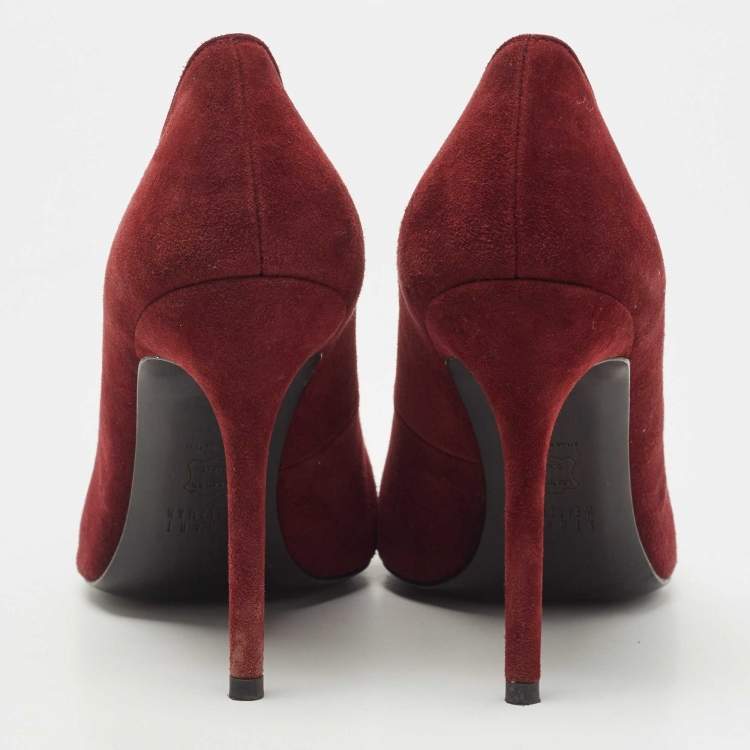 Pre Owned Stuart Weitzman Burgundy Suede Pointed Toe Pumps Size 39