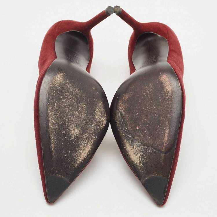 Pre Owned Stuart Weitzman Burgundy Suede Pointed Toe Pumps Size 39