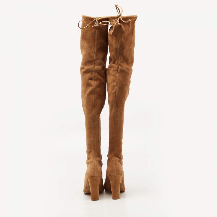 Pre Owned Stuart Weitzman Brown Suede Over The Knee Boots Size 39