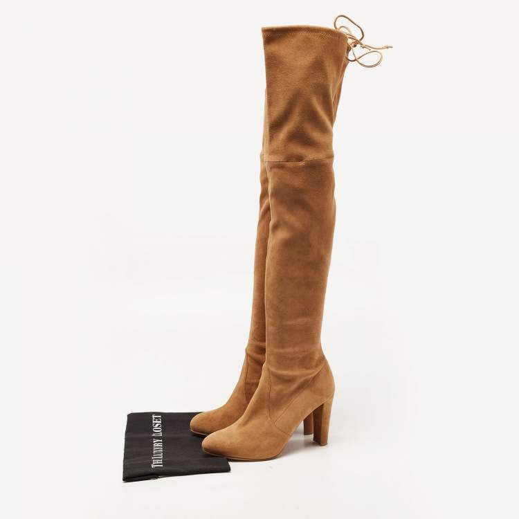 Pre Owned Stuart Weitzman Brown Suede Over The Knee Boots Size 39