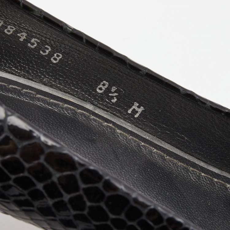 Pre Owned Stuart Weitzman Black Python Embossed Leather Peep Toe Platform Pumps Size 39