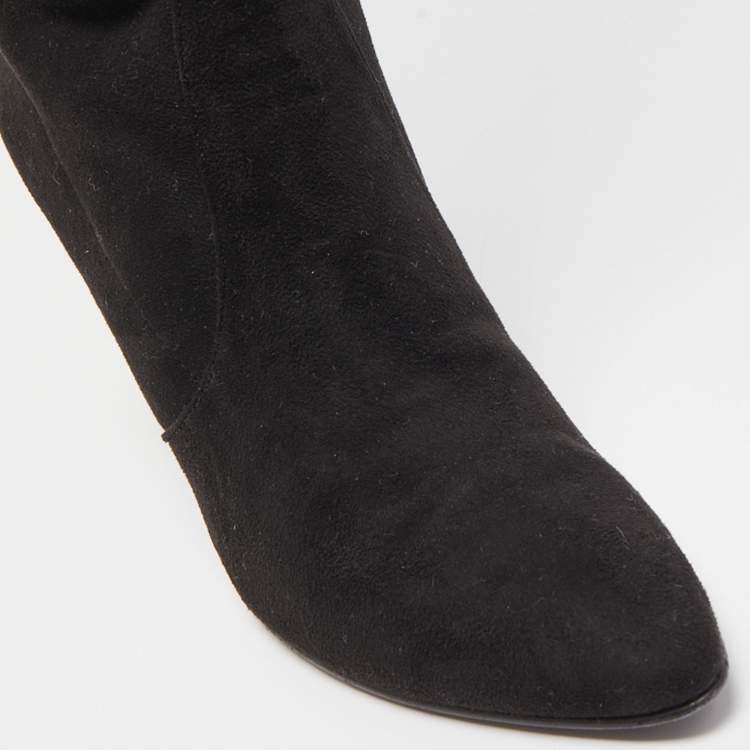 Pre Owned Stuart Weitzman Black Suede Highland Over The Knee Boots Size 40