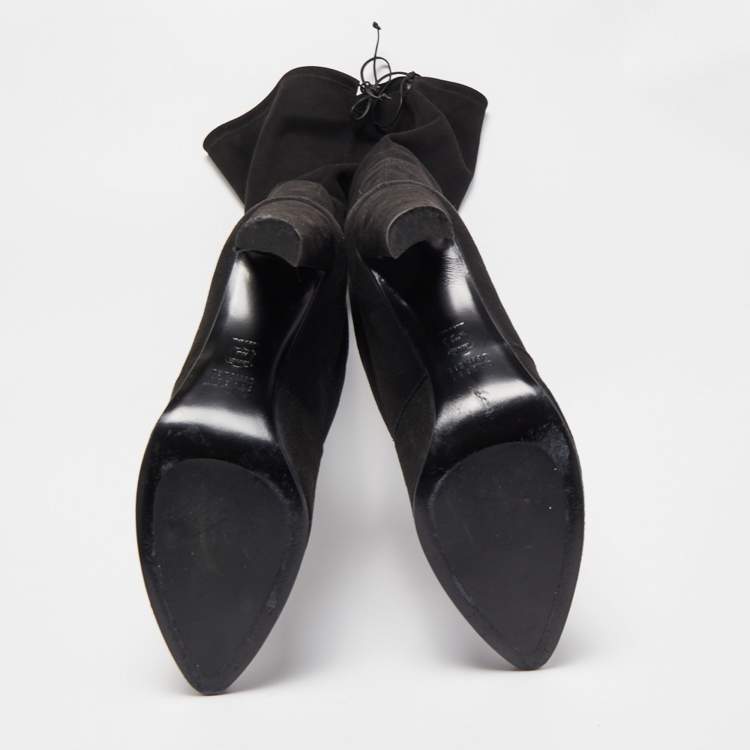 Pre Owned Stuart Weitzman Black Suede Highland Over The Knee Boots Size 40