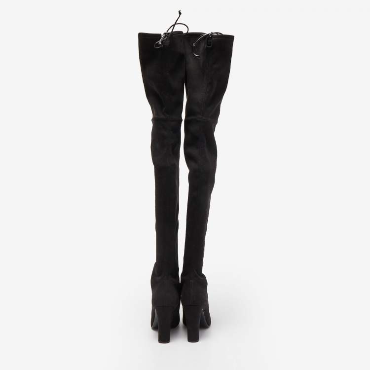 Pre Owned Stuart Weitzman Black Suede Highland Over The Knee Boots Size 40