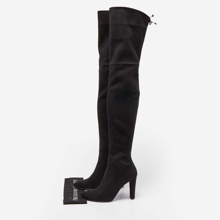 Pre Owned Stuart Weitzman Black Suede Highland Over The Knee Boots Size 40