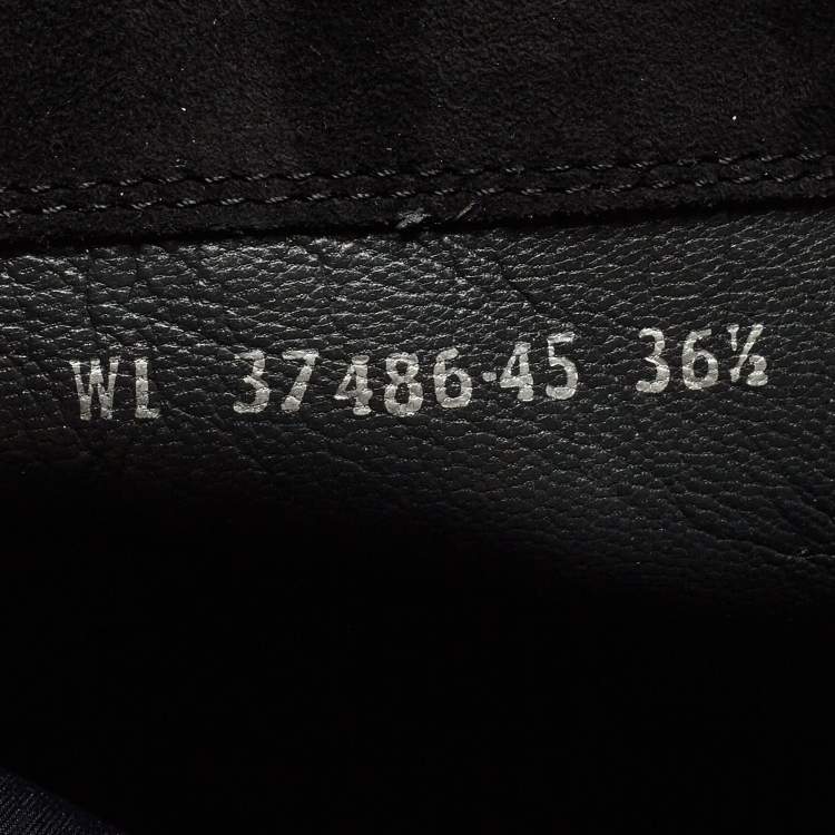 Pre Owned Stuart Weitzman Black Suede and Fabric Knee Length Boots Size 36.5